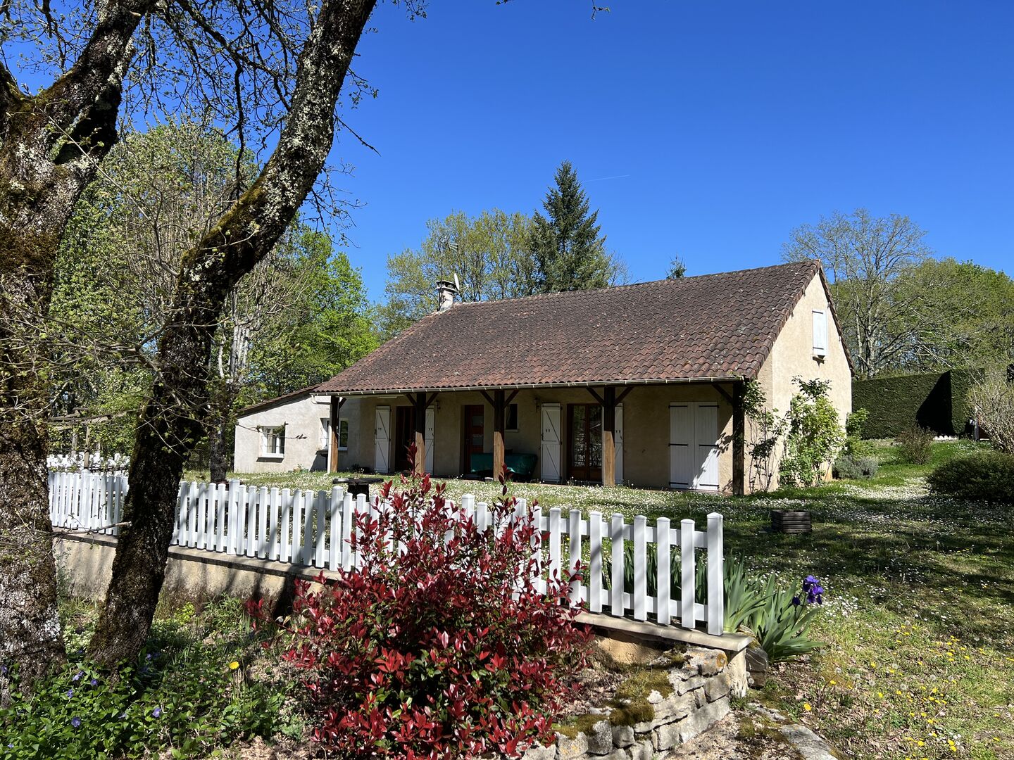 Idéalement placée entre Périgueux et Brive, propriété composée d'une maison de 160 m², d'un gite de 70 m², d'une piscine et de nombreuses dépendances. Le tout sur 5500 m² de terrain arboré.