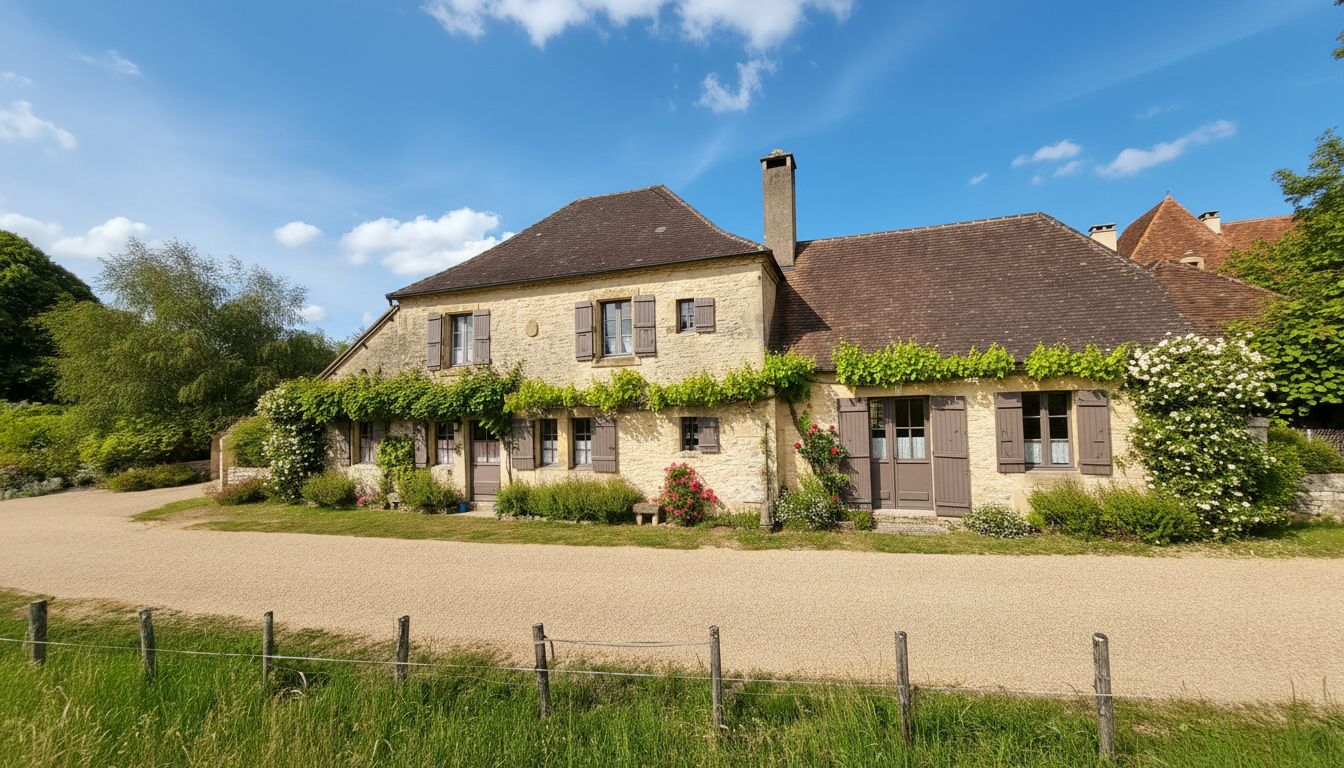 En Périgord Noir, dans un village classé, propriété de caractère avec maison principale, dépendance aménagée et piscine. jardin de 1200 m².