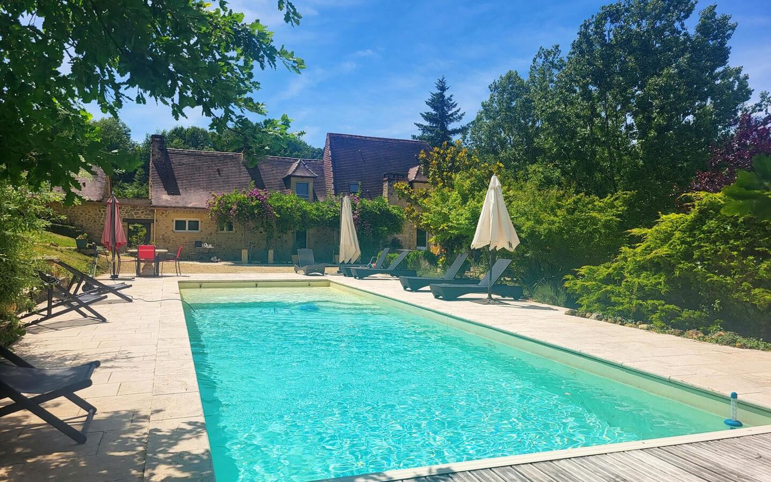 CHARMING STONE 6-BEDROOM PROPERTY NEAR LES EYZIES. MAIN HOUSE & GUEST HOUSE. SWIMMING POOL. PEACEFUL LOCATION OF 2.5 ACRES.