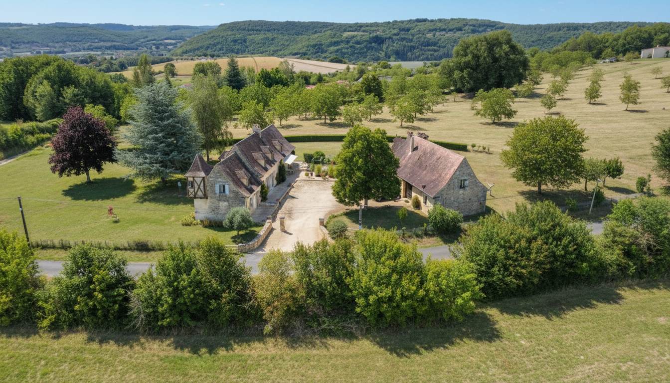 Belle propriété en pierre, sur les hauteurs de la vallée de la Dordogne–Périgord noir