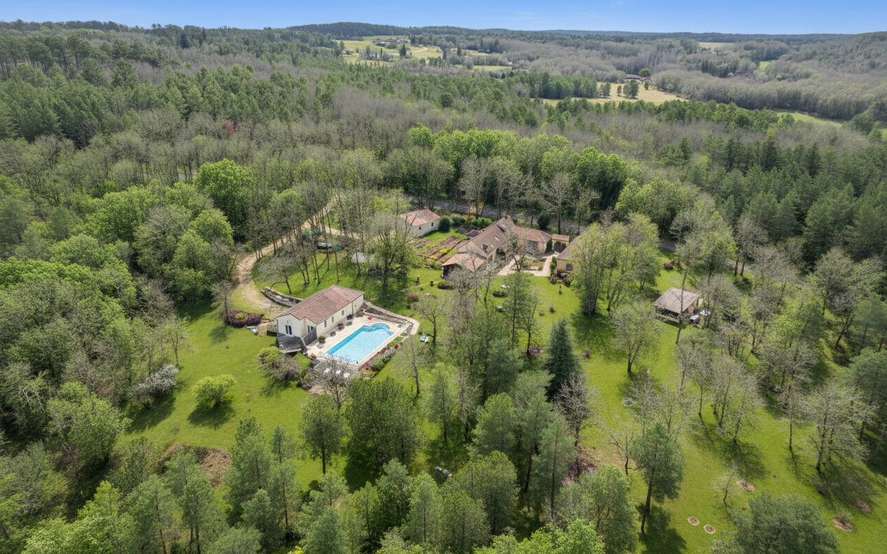 Il était une fois…un domaine secret en Périgord Noir Avec une maison principale, 2 chambres d’hôtes et 2 gîtes, proche des commodités.