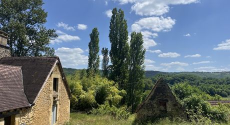 Belle propriété à rénover en Vallée Vézère, sur près de 4 hectares en nature de prairie et bois, avec plusieurs sources. Maison principale et dépendances. Très beau site.