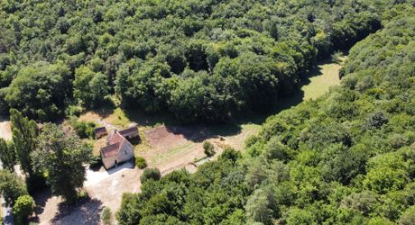Belle propriété à rénover en Vallée Vézère, sur près de 4 hectares en nature de prairie et bois, avec plusieurs sources. Maison principale et dépendances. Très beau site.
