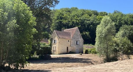 Belle propriété à rénover en Vallée Vézère, sur près de 4 hectares en nature de prairie et bois, avec plusieurs sources. Maison principale et dépendances. Très beau site.