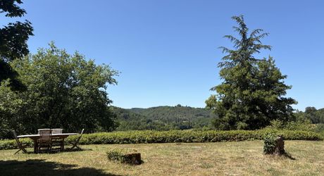In Périgord Noir, in the Vézère valley, on over 6 hectares, property with lovely views comprising a large main house and a guest house.