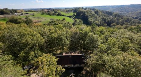 En Périgord Noir, sur les hauteurs à 10 mn de Montignac, maison en pierre sur 4 hectares dans un environnement boisé, calme et sans voisin proche.