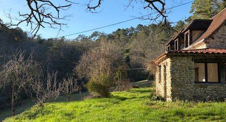 En Périgord noir-Vallée de la Vézère, entre Plazac et Saint-Léon, maison en pierre sur plus de 7 hectares, en situation isolée, sans voisin proche, à l'abri de toutes nuisances.