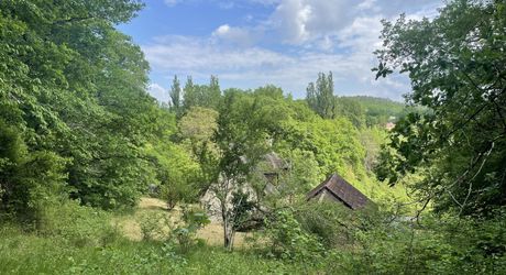 En Périgord Noir, à quelques minutes à pieds d'un charmant village et de la rivière Vézère,  cette maison ancienne, sa grange et son four à pain méritent quelques travaux qui en feront un pied à terre aussi confortable que modeste.