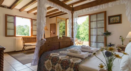 CHARMANT ENSEMBLE EN PIERRE. CADRE TRANQUILLE MAIS À SEULEMENT 2 MIN DES COMMODITÉS. MAISON PRINCIPALE, GRANDE MAISON D'AMIS, PISCINE, SUPERBE GRANGE SUR 3,3 HECTARES DE TERRAIN. PF90330