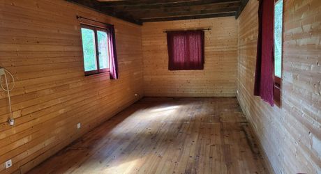 Maison contemporaine, chalets en bois et terrain boisé d'un hectare