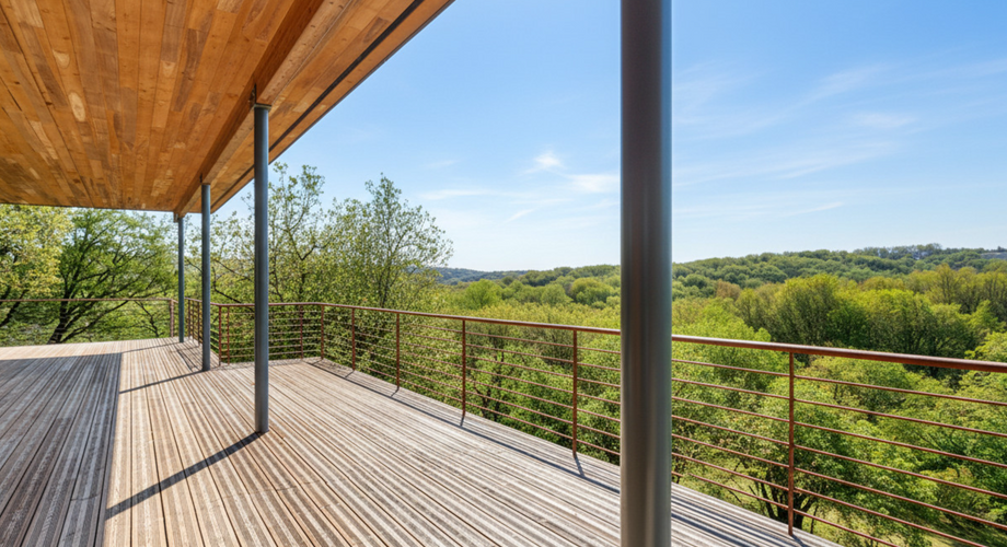 En Périgord Noir, à quelques minutes de Montignac-Lascaux, superbe maison d'architecte construite en bois sur plus de deux hectares de terrain. Vue exceptionnelle.